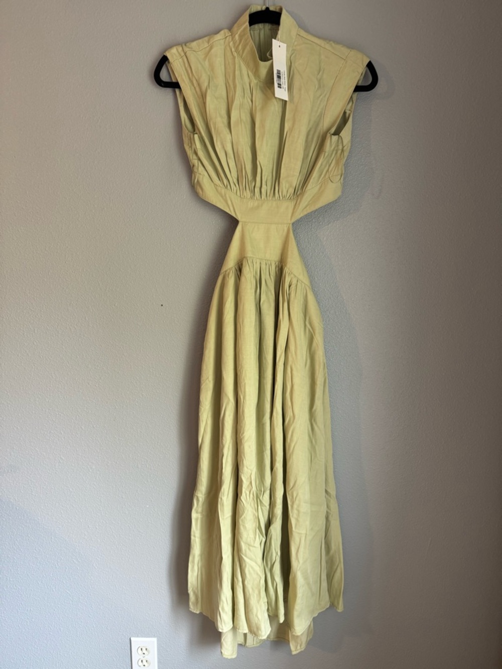 Sleeveless Light Sage Maxi Dress with High Waist
